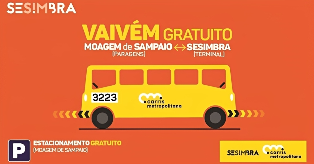 Vaivém gratuito liga Moagem de Sampaio ao Terminal Rodoviário de Sesimbra até setembro