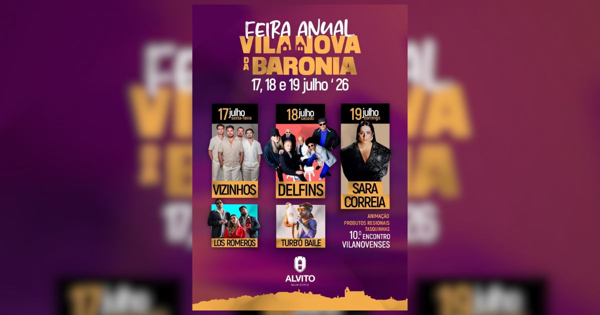 Feira Anual de Vila Nova da Baronia regressa com Delfins, Sara Correia e três dias de animação