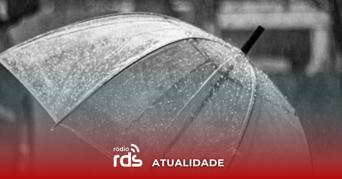 Céu carregado com nuvens escuras de chuva sobre uma cidade portuguesa no litoral norte